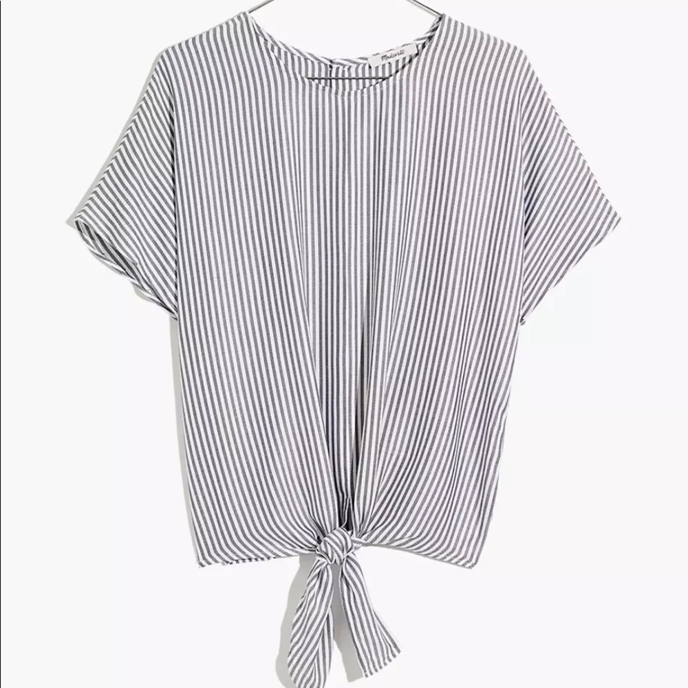 Madewell Striped Tie Front Top